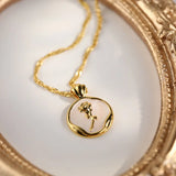 Stainless Steel Flower Necklace 18K Plated Choker for Women
