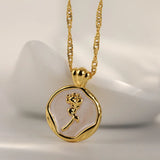Stainless Steel Flower Necklace 18K Plated Choker for Women