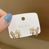 Arrival Stud Earrings Metal Women Classic Flower Pearl Jewelry