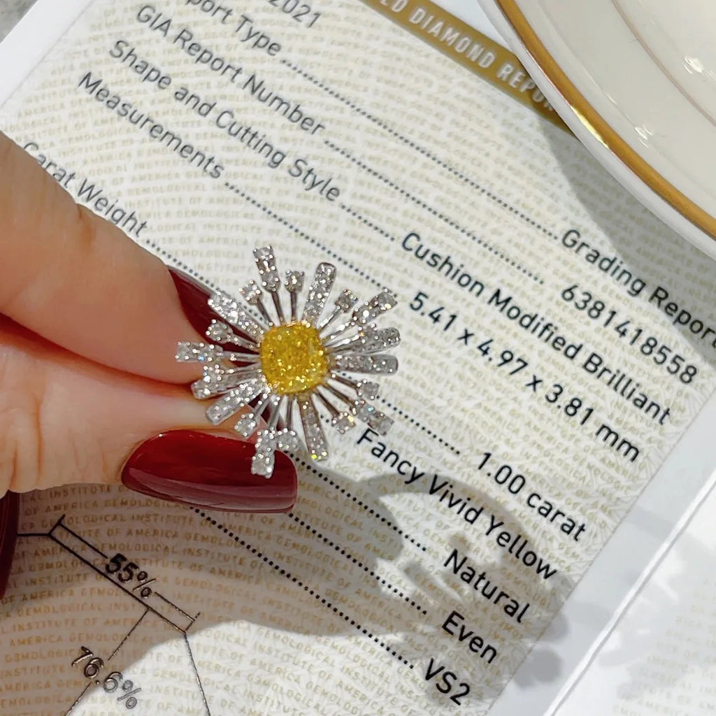 Sunflower Yellow Crystal Zircon Promise Rings for Women