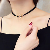 Sweet Love Crystal Pendant Necklace Velvet Choker