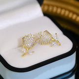 Micro Inlaid Zircon 14K Tulip Flower Earring for Women
