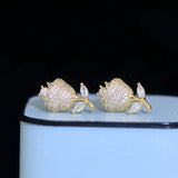 Micro Inlaid Zircon 14K Tulip Flower Earring for Women