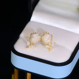 Micro Inlaid Zircon 14K Tulip Flower Earring for Women