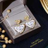 French Charm Heart Earring 14K Real Stud Earrings