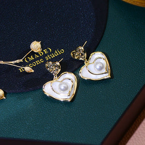 French Charm Heart Earring 14K Real Stud Earrings