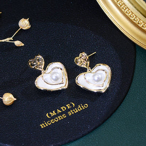 French Charm Heart Earring 14K Real Stud Earrings