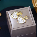 French Charm Heart Earring 14K Real Stud Earrings