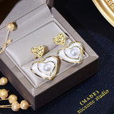 French Charm Heart Earring 14K Real Stud Earrings