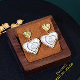 French Charm Heart Earring 14K Real Stud Earrings