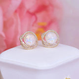 Crystal Earrings for Women Full Cz Studs Wedding Jewelry