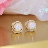 Crystal Earrings for Women Full Cz Studs Wedding Jewelry