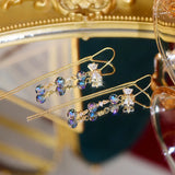 Crystal Bowknot Earring Bling Zircon Tassel Drop Earrings