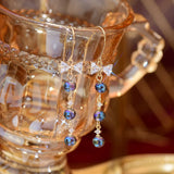 Crystal Bowknot Earring Bling Zircon Tassel Drop Earrings