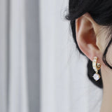 Micro Inlaid Opal CZ Round Earrings 14K Real Zircon Drop Earrings