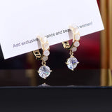 Micro Inlaid Opal CZ Round Earrings 14K Real Zircon Drop Earrings