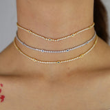 Delicate Clear CZ Evil Eye Choker Collarbone Necklace
