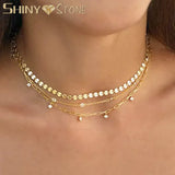 925 Silver Micro Pave Cz Station Charm Pendant Chain Necklace