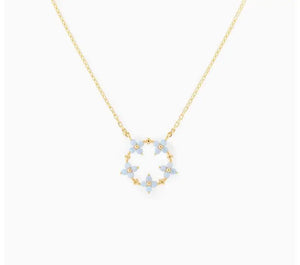 Delicate Flower Charm CZ Choker Chain Necklace Jewelry
