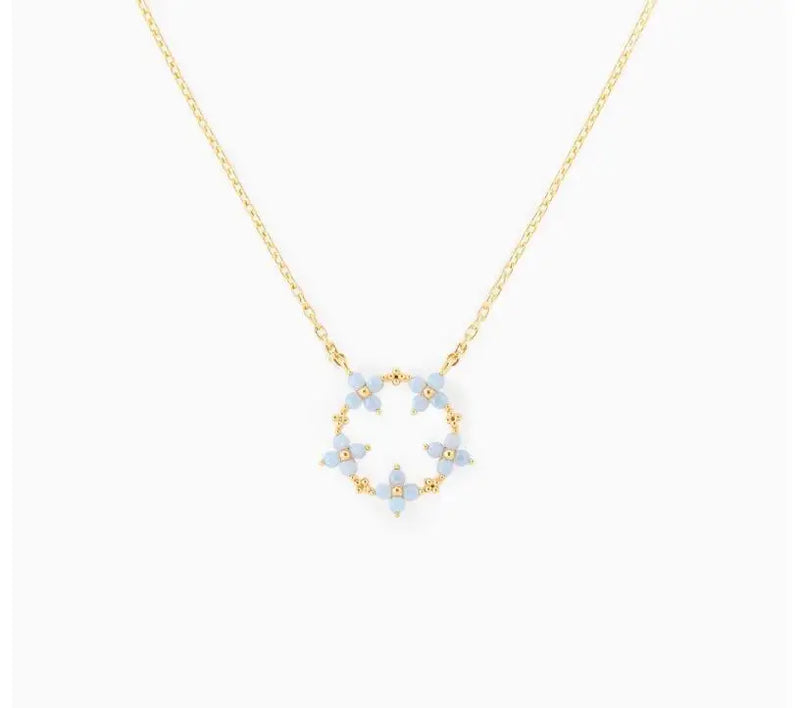 Delicate Flower Charm CZ Choker Chain Necklace Jewelry