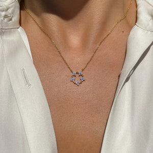 Delicate Flower Charm CZ Choker Chain Necklace Jewelry