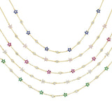 Delicate Rainbow Flower CZ Choker Chain Necklace Jewelry