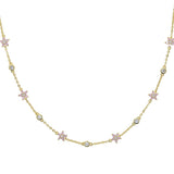 Delicate Rainbow Flower CZ Choker Chain Necklace Jewelry