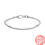 925 Silver Infinity Knot Snake Chain Bracelet for Charms