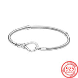 925 Silver Infinity Knot Snake Chain Bracelet for Charms