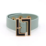Red Geometric Wide Leather Bracelet for Women