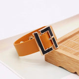 Red Geometric Wide Leather Bracelet for Women
