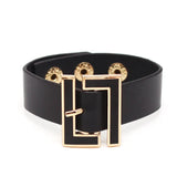 Red Geometric Wide Leather Bracelet for Women