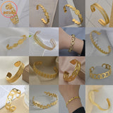Bangle Hollow Adjustable Bracelet Stainless Steel Multiple Designs