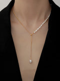 Baroque Irregular Pearl Pendant Chain Splicing Necklace Women's Jewelry