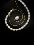 Baroque Irregular Pearl Pendant Chain Splicing Necklace Women's Jewelry