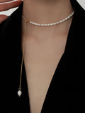 Baroque Irregular Pearl Pendant Chain Splicing Necklace Women's Jewelry