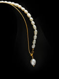 Baroque Irregular Pearl Pendant Chain Splicing Necklace Women's Jewelry