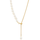 Baroque Irregular Pearl Pendant Chain Splicing Necklace Women's Jewelry