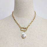 Baroque Pearl Pendant Necklace Punk Chain Gothic Jewelry