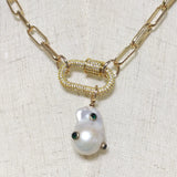 Baroque Pearl Pendant Necklace Punk Chain Gothic Jewelry