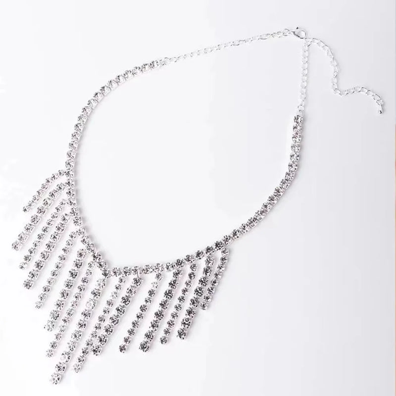 Crystal Tassel Necklace Ladies Rhinestone Jewelry Gift