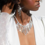 Crystal Tassel Necklace Ladies Rhinestone Jewelry Gift