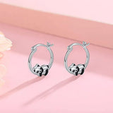 Panda Hoop Earrings Silver Ear Jewelry