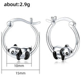 Panda Hoop Earrings Silver Ear Jewelry