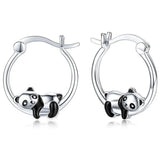 Panda Hoop Earrings Silver Ear Jewelry