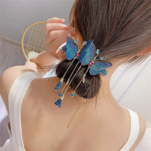 Butterfly Tassel Hairpin Spring Clip Back Head Flower Hair Accessories Female