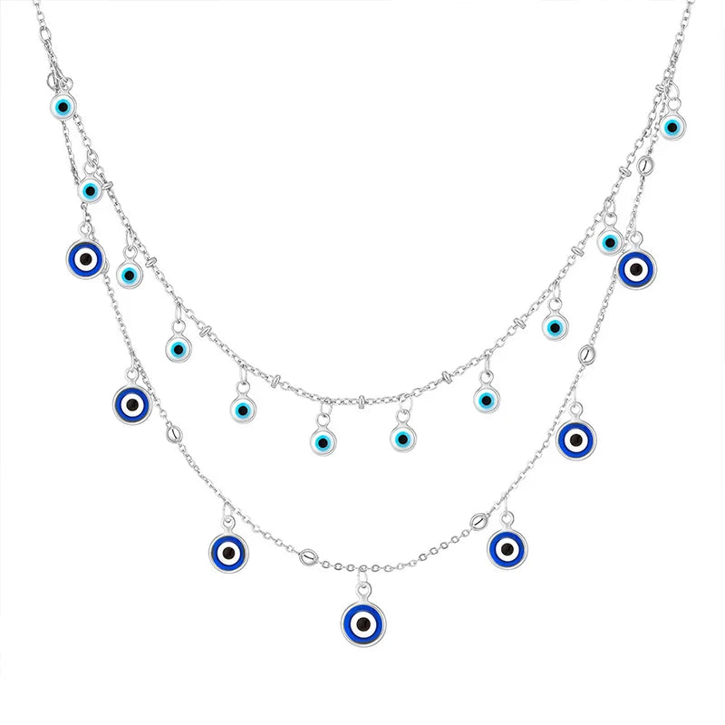 Vintage Evil Eye Tassel Necklace for Women