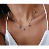 Vintage Evil Eye Tassel Necklace for Women