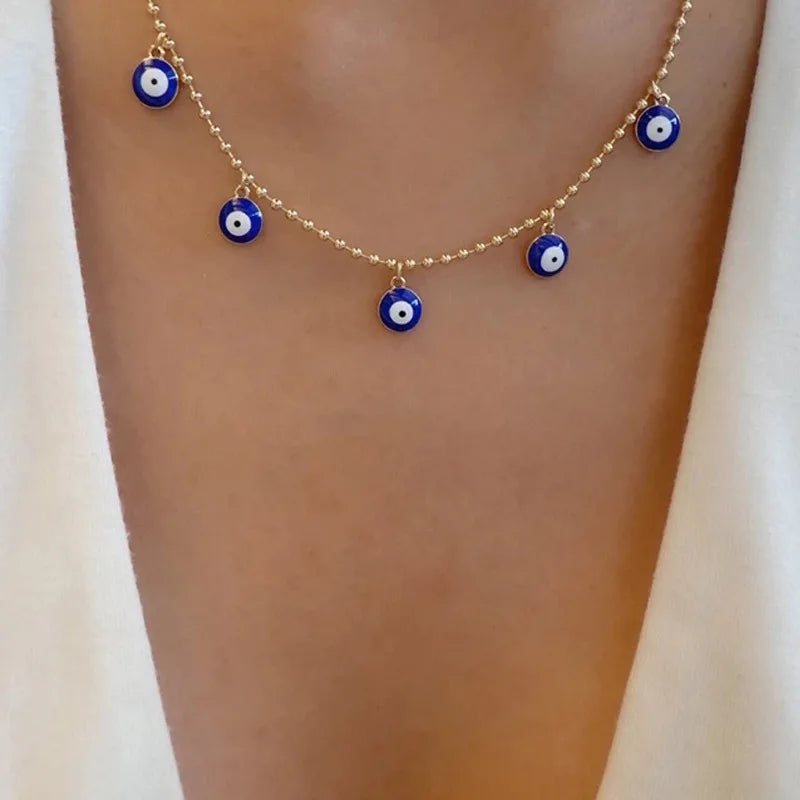 Vintage Evil Eye Tassel Necklace for Women