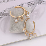 Bohemian Crystal Heart Clip Earrings Multicolor Bridal Jewelry